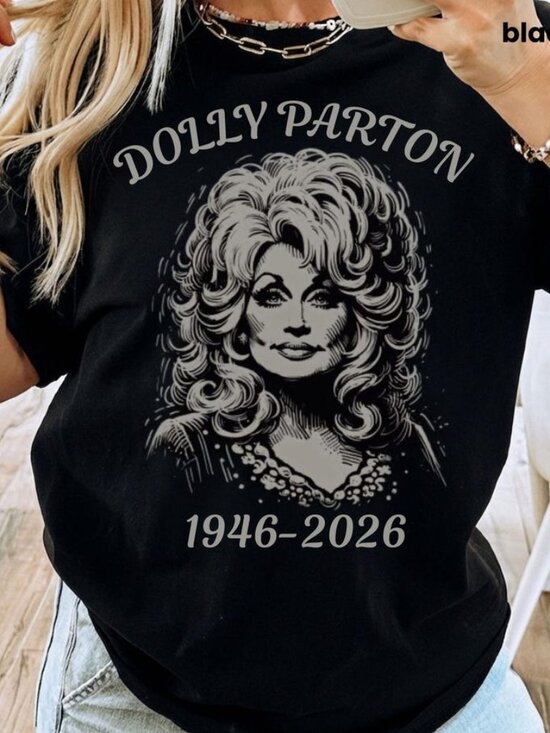 Tops - Dolly Parton Memorial T-Shirt, 1946-2026 Tribute Portrait Tee